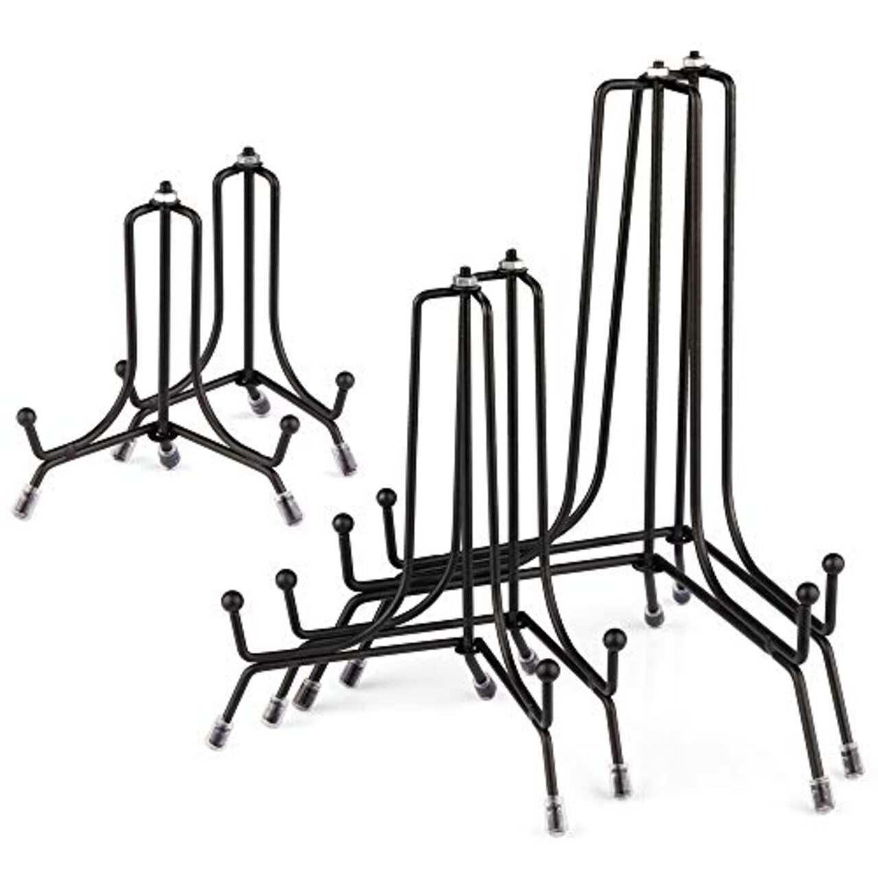 Mocoosy 6 Pack 3 Size Improved Anti-Slip Plate Stands for Display, 4 6 8 Inch Plate Holder Display Stands, Black Iron Wire Easel Picture Frame Stand for Photos, Decorative Platter, Dish and Table Arts